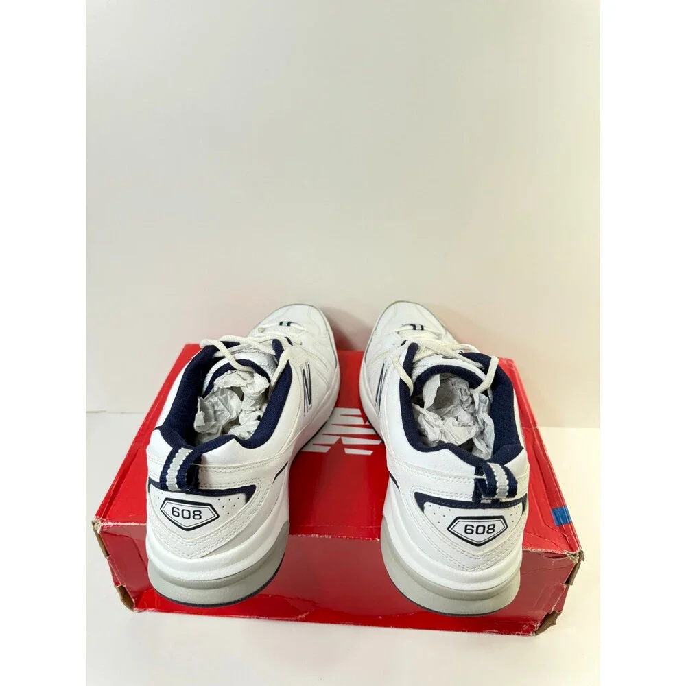 New Balance Men's 608 V5 Casual Comfort Cross Trainer, White/Navy, 13